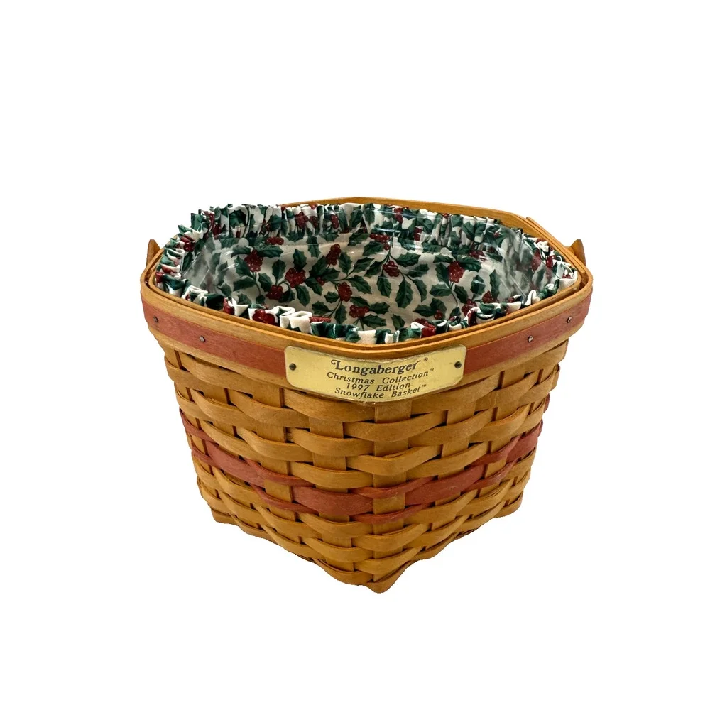 1997 Longaberger Christmas Collection Snowflake Basket w/Protector Vintage